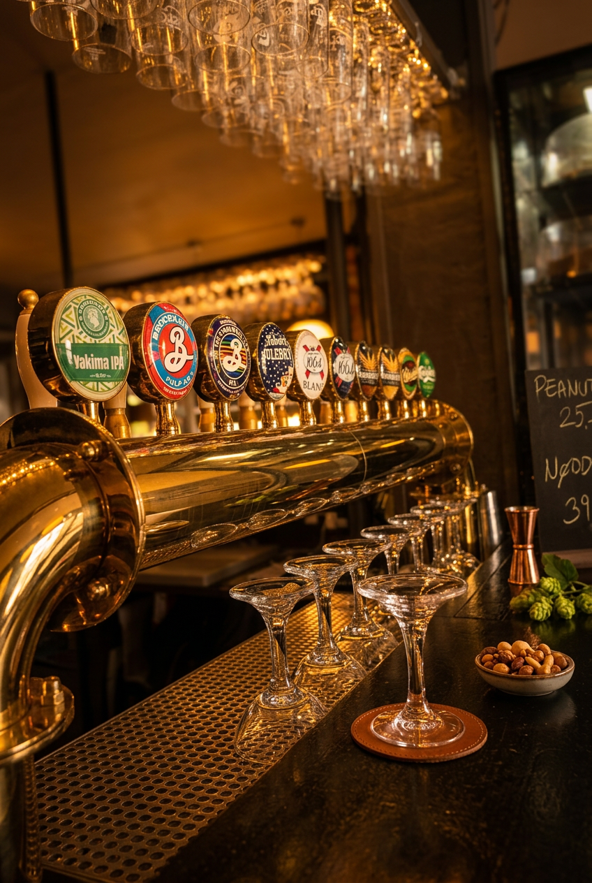 Fadølshaner i baren hos Cafe Katz